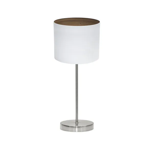 Sobremesa tatiana 1xe14 niquel/blanco-mad.oscura 42x17x17 cm