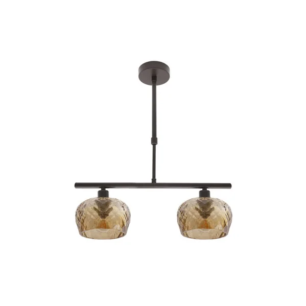 Lampara estela 2xe14 marron regx41x13 cm c/tulipas cristal tallado ambar