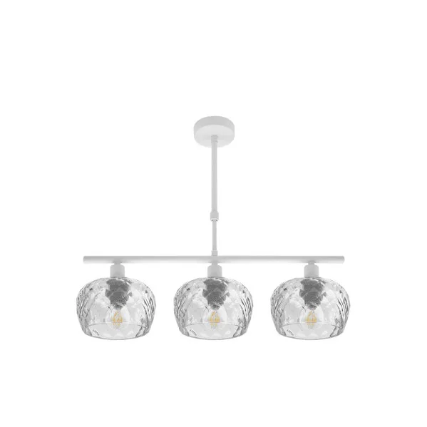 FABRILAMP Lampara Estela 3xe14 Blanca Regx55x13 Cm C/tulipas Cristal Tallado Transparente