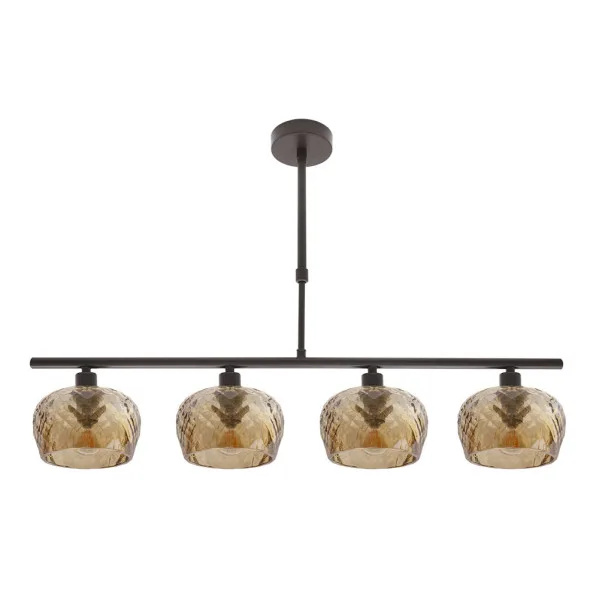 FABRILAMP Lampara Estela 4xe14 Marron Regx75x13 Cm C/tulipas Cristal Tallado Ambar