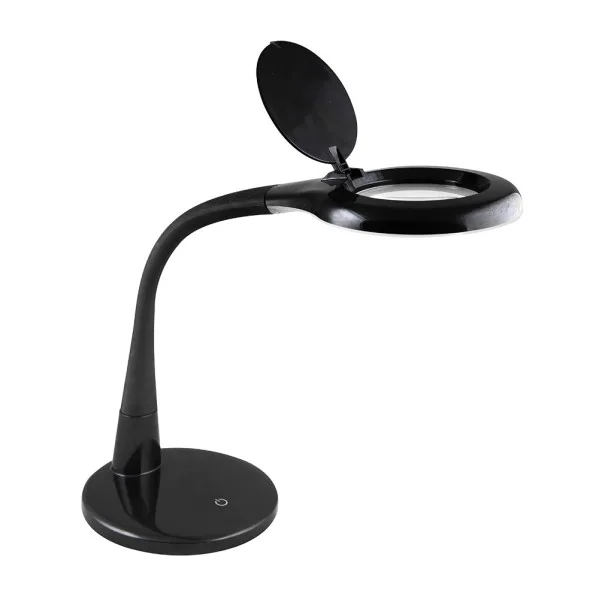 Flexo plath negro 8w 595lm 5000k c/lupa reg.intens flexib orientab tactil 43x18x38cm