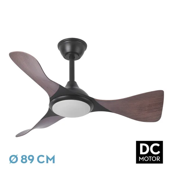 Ventilador dc caiman 36w 3600lm negro/roble 89d 3aspas 6vel 3000-4500-6500k remoto+reg.intensidad+memoroa+temporizador