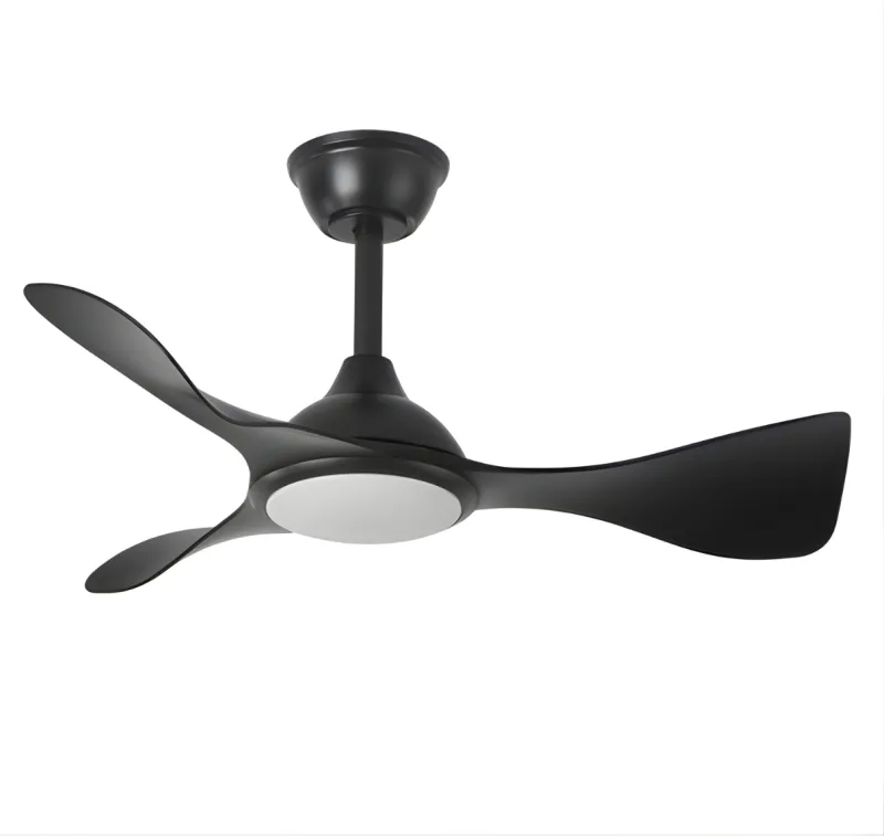 Ventilador de techo DC, Caimán, 36W 3600 lm negro, 89 cm, 3 aspas, 6 velocidades, LED 3000K-4500K-6500K, mando a distancia, memoria, temporizador y regulador