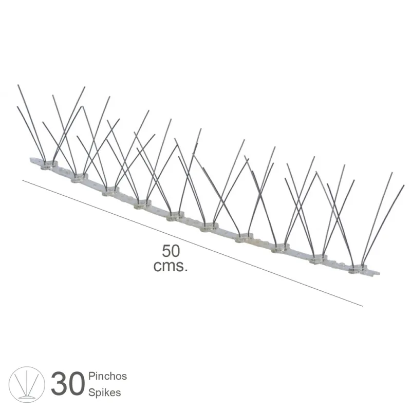 WOLFPACK LINEA PROFESIONAL Pincho Anti Paloma 0,5 Metros Polietileno Pincho Doble 30 Pinchos