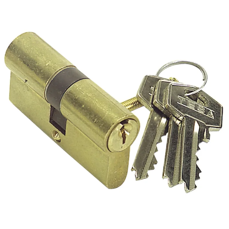 Tesa Assa Abloy, 50303535L, Cilindro Estándar, TE5, Leva Larga, Llave - Llave, Latonado, 35 x 35 mm