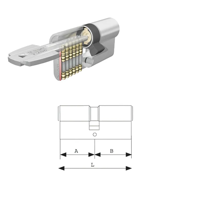 Tesa Seguridad T60 - Cilindro de llave plana reversible, Latonado, 30x30 mm