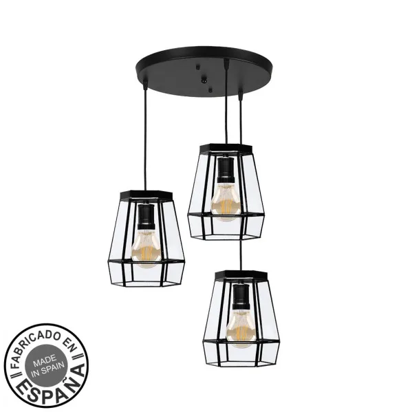 Plafon guia 3xe27 negro regx42x42 cm