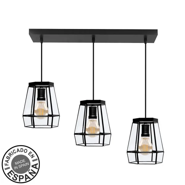 Regleta guia 3xe27 negro regx64x15 cm