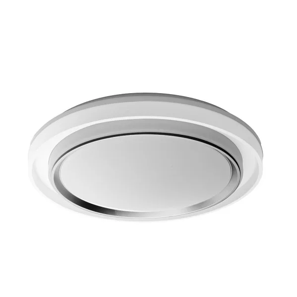 Plafón LED Meyer Fabrilamp en blanco y plata con 60W, 5400 lúmenes, mando a distancia, regulación de intensidad y 3 temperaturas de color