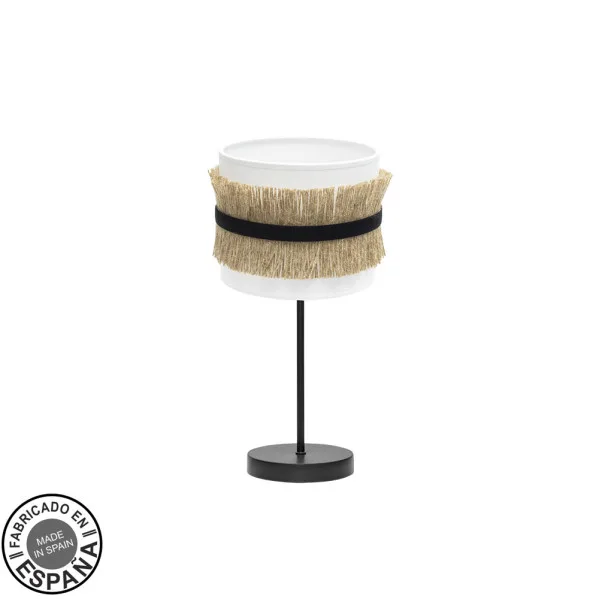 FABRILAMP Lámpara de sobremesa Angola 1xe14 Negro/blanco-yute 17d