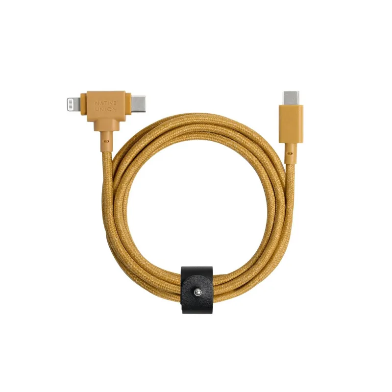 Native Union Belt Cable Duo cable USB 1,5 m USB C USB C/Lightning Amarillo