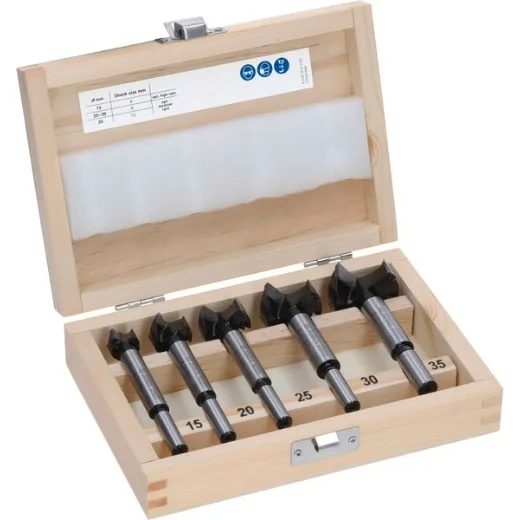 Bosch 5x Set de brocas para cajas de bisagras EXPERT (para Tableros recubiertos de plástico, Tablero para mobiliario de madera maciza, Ø 15-35 mm, Professional Accesorios Taladro de pie)