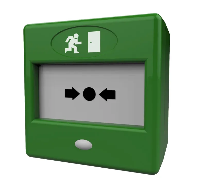 D6C - Cierre manual de puerta de emergencia de punto de llamada de incendio, totalmente reconfigurable, color verde
