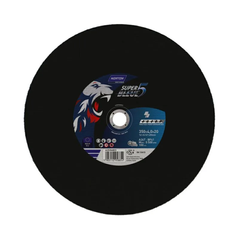 Disco de corte para metal Norton T-BF41, 350 x 4,0 x 20 mm, compatible con Stihl, corte preciso, alta resistencia, ideal para trabajos de metal, 24 dientes