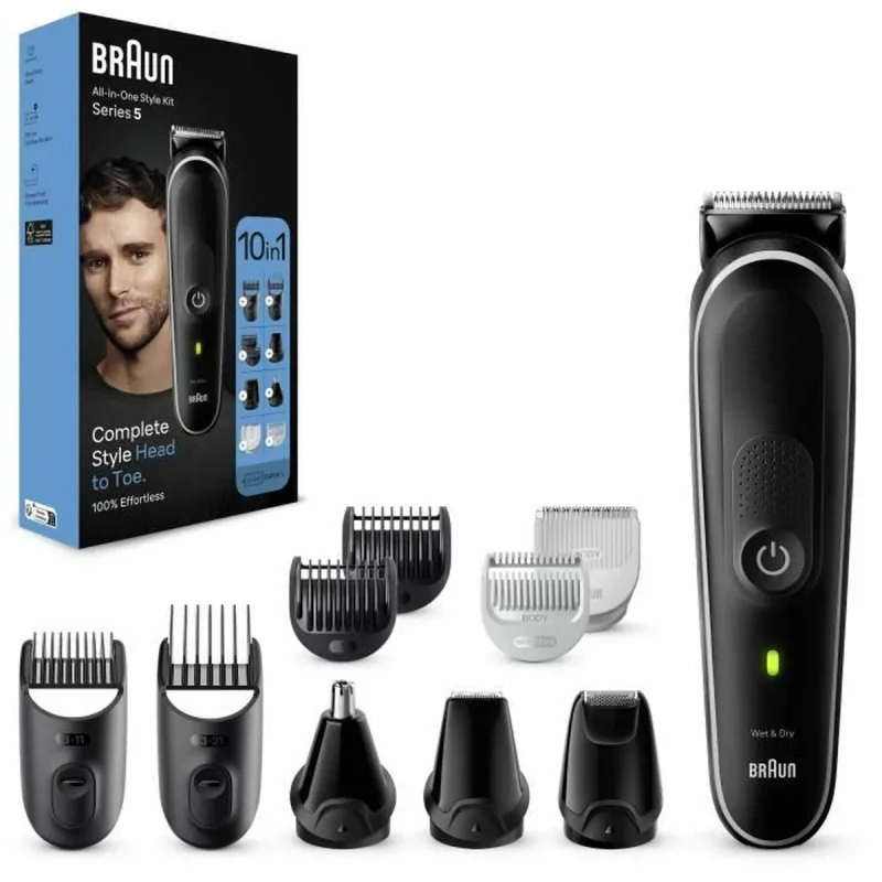 Braun Juego de afeitado corporal todo en uno para el cuidado de la barba, recortadora de barba 6 en 1, recortadora/cortapelos para hombre, cortapelos, accesorios para peinar, 50 minutos de funcionamiento inalámbrico, regalo para hombre, MGK5440