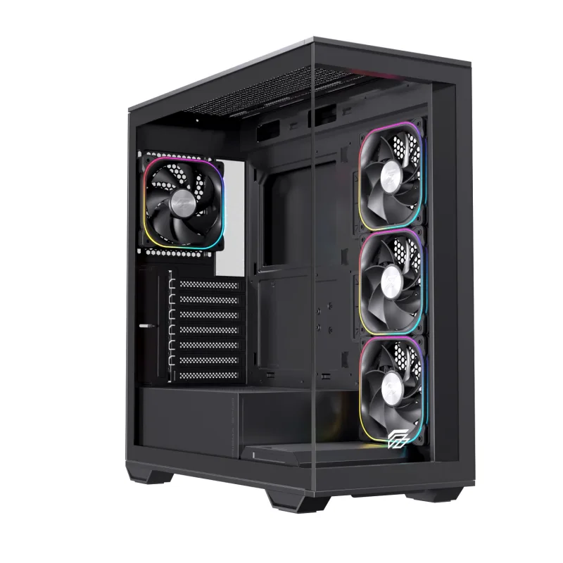 Einarex Prisma S700 RGB Caja de PC para Gaming, Soporte para 9 Ventiladores de 120mm, Refrigeración Líquida de 360mm (RGB Negro)
