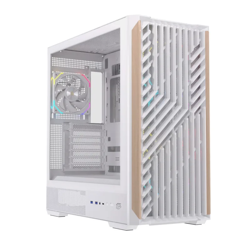 Einarex Pulse P800 RGB Caja de PC para Gaming, Soporte para 13 Ventiladores de 120mm, Refrigeración Líquida hasta 360mm, Panel Lateral de Vidrio (RGB Blanco)