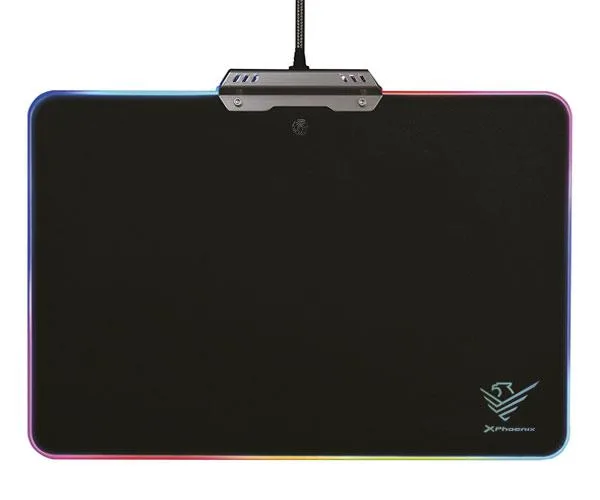 Alfombrilla gaming led rgb phoenix xpad negra / usb / 10 modos iluminacion / rigida / phfactor-xpad