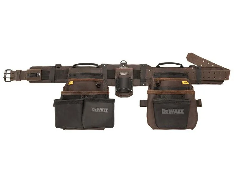 DEWALT Pro - Cinturón de herramientas de cuero con 18 bolsillos