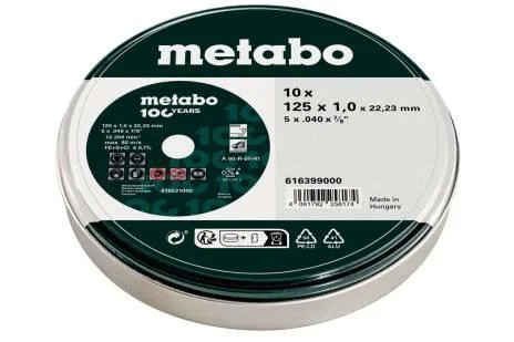 Metabo 125-616399000 SP - Discos de corte (100 años, TF 41, en caja de hojalata, 10 unidades)