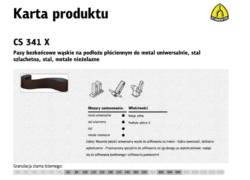 Papel de lija sin costura 50x800 gr. 120 CS341X Klingspor - Lijado de alta resistencia, ideal para trabajos profesionales, color gris