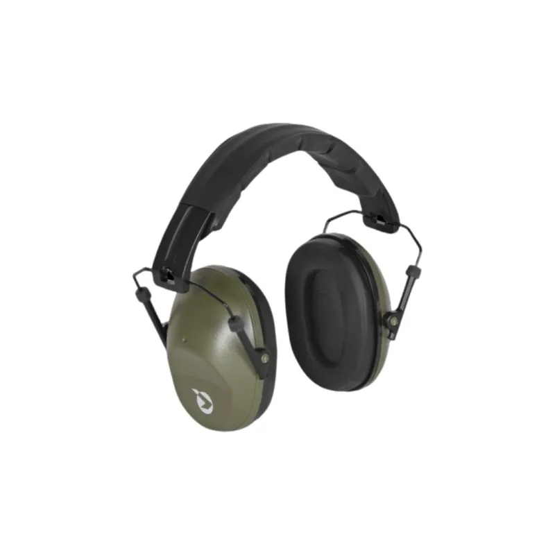 Protector de oídos plegable Gamo Basic Verde, ideal para tiro deportivo y entornos ruidosos, reducción de ruido 23 dB, diseño compacto, ajustable y resistente.
