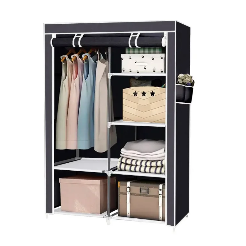 Armario Vestidor de Tela con bolsillos laterales Nyana Home 170x105x45cm, 1 puertas, 5 huecos, 1 ropero