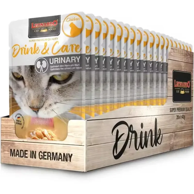 Pack 20X40 Gr - Leonardo Drink. Sopa Para Gatos - Alimento complementario para gatos adultos - Promueve la ingesta de líquidos
