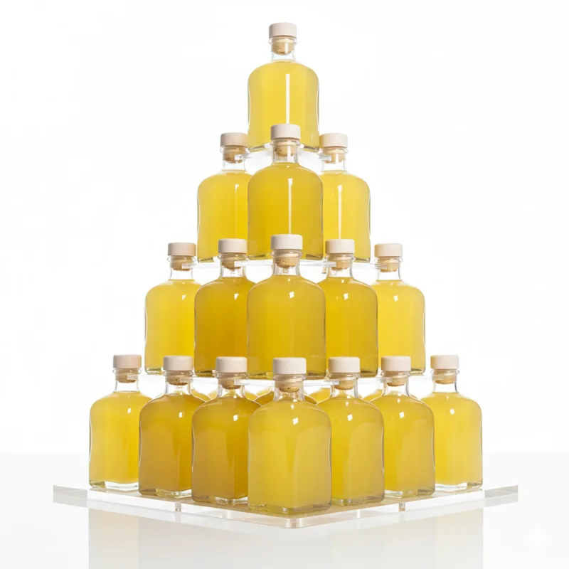 Botellas de Cristal con Tapón de Corcho Sintético 125 y 250ml. Packs de Frascas Cristal Grueso y Resistente con Tapón, Cierre a Presión. Botella de Aceite, Bebidas, Agua. Set de Botellas para