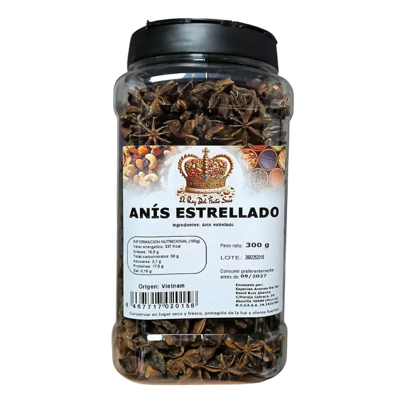 Anís Estrellado 300 Gr - Natural - Delicadamente Aromático para tus Recetas Especiales - El Rey del Fruto Seco