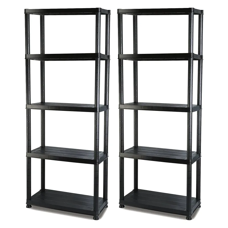 T-LoVendo 2X Estanteria de Plastico de 5 Baldas Polipropileno PP Negra 171x61x31 cm Garaje Cocina Despensa Terraza Oficina Trastero
