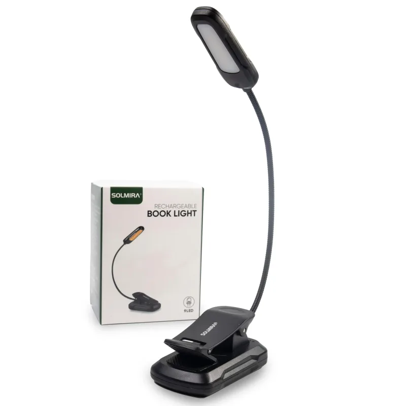 Luz de Lectura LED Recargable con Pinza Flexible - Iluminación Portátil para Leer en la Oscuridad