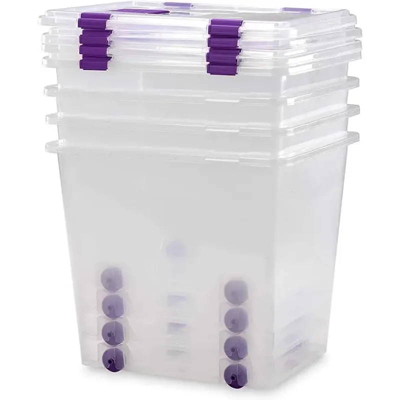 Caja de Almacenaje COM-FORT HOUSE 70 Litros Transparente pack 4 unidades