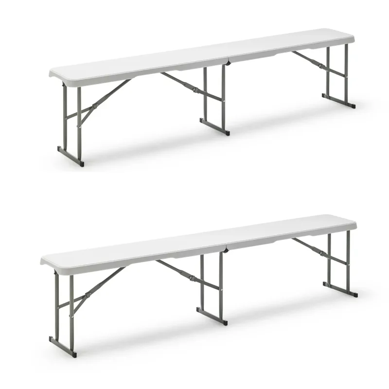 KG KITGARDEN - Pack de 2 Bancos Plegables Portátiles Multifuncionales, 180x28x43cm, Blanco