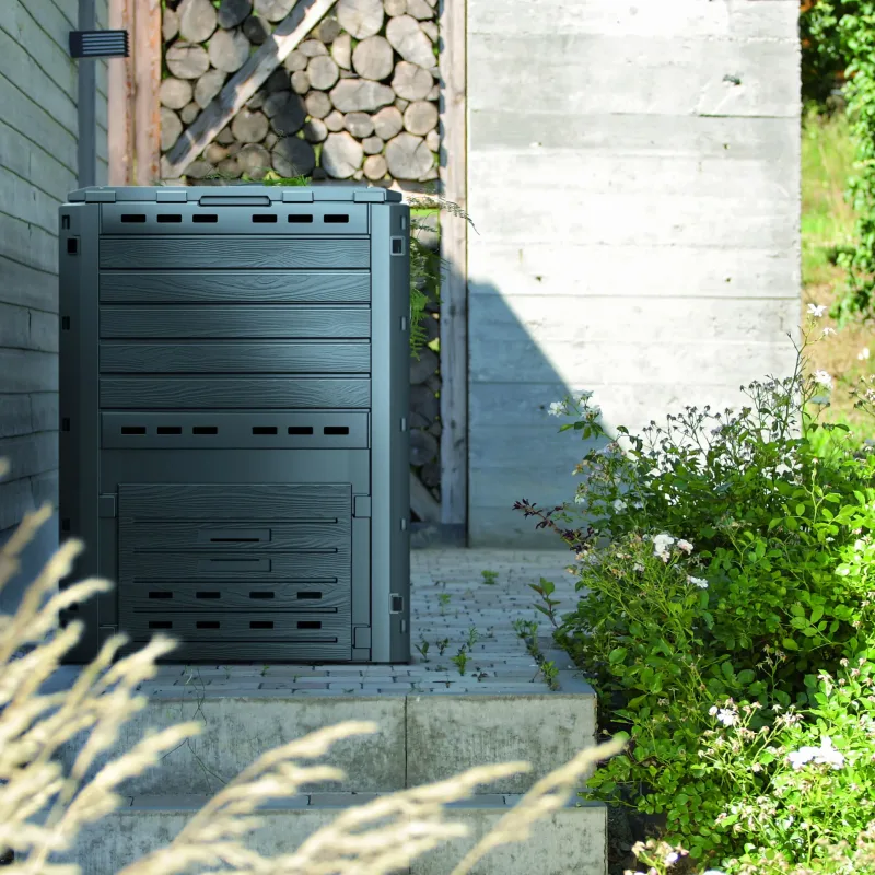 KG KITGARDEN - Compostador de Jardín con Capacidad de 280L, Eco Friendly, 100x60x59.6cm, Gris