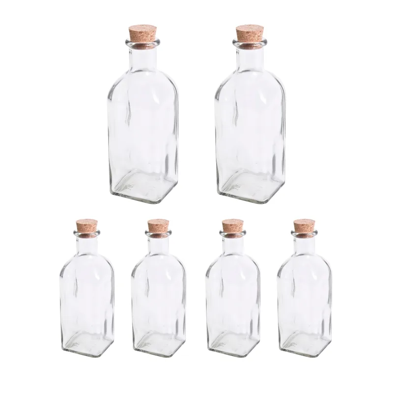 Botella de Cristal con Tapón de Corcho. Pack 6, 12, 20 o 24 Frascas de Cristal Natural para Agua u Otro Tipo de Líquidos. Ideal para Hostelería, Celebraciones, Fiestas. Botellas Reutilizables y Fácil
