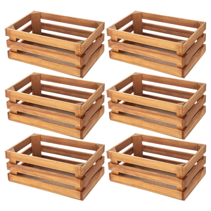 Cajas Decorativas de Madera Tintada. Tamaño 23,5x15x9,5 cm. Pack de 6 o 12 Cajas. Caja Listones para Guardar Objetos o como Adorno y Diseño del Hogar o Jardín