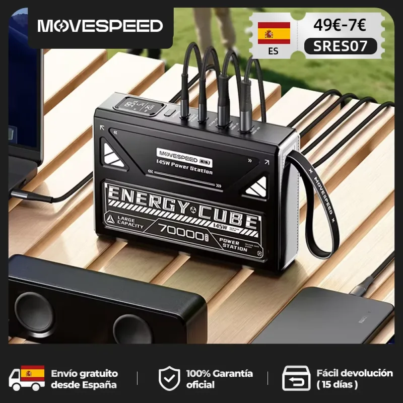 MOVESPEED Z70 Pro banco de energía de gran capacidad 140W carga rápida máxima cargador de batería externo para ordenador portátil para MacBook Pro Camping al aire libre