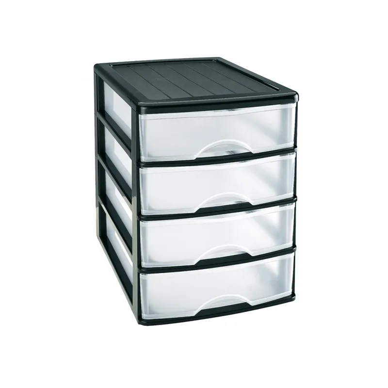 Cajonera Plastico Sobremesa disponibles en 2, 3 y 4 cajones para escritorio y oficina almacenamiento de sobremesa Color Blanco Negro