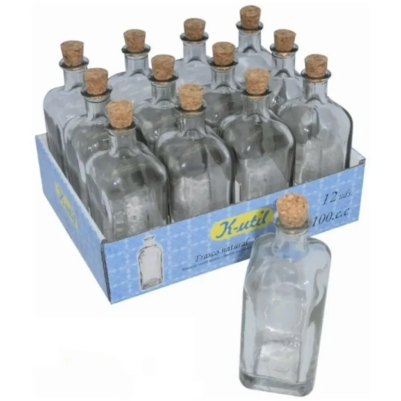 Pack Botellas Frascas de Vidrio con tapón de corcho