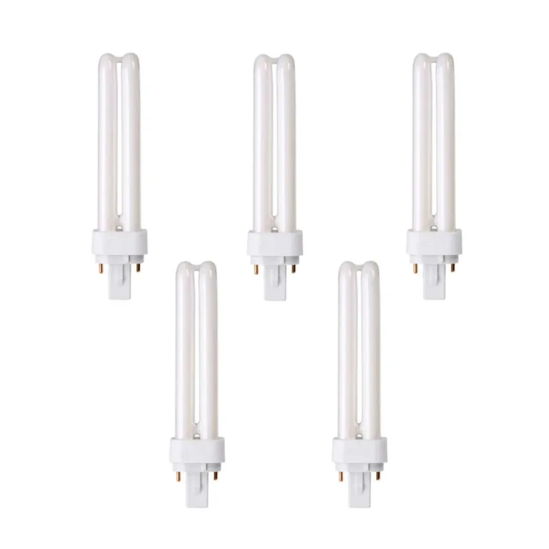 5 uds bombilla PLC bajo consumo 2 tubos, bombilla fluorescente 2U luz fria/blanca 6400K, 26W, 1560lm, 220V a 240V, Don Feliz