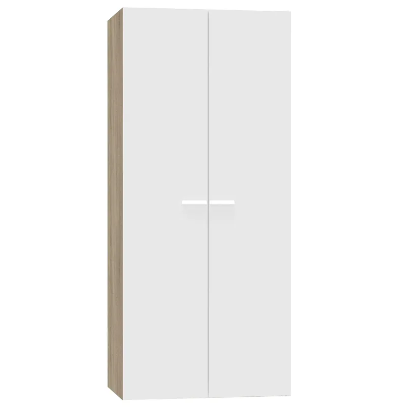 Armario con 2 Puertas Abatibles Tibet Moderno en Color Roble Cambrian y Blanco Mate 79x180 cm