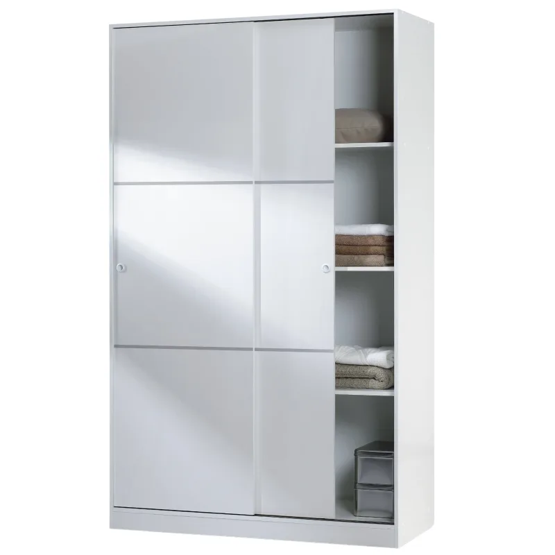 Armario dormitorio Grande con puerta Corredera en color Blanco brillo habitación 120x200x50 cm