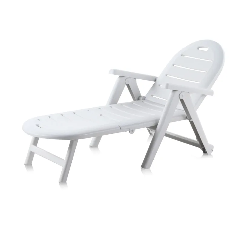 Tumbona Plegable Shaf Caiman Blanca - Reposabrazos Cómodos y Resistente a la Intemperie