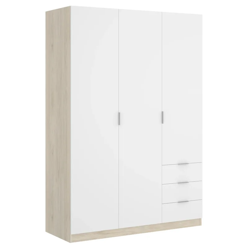 Armario Dekit ESSEN 3 Puertas y 3 Cajones Blanco/natural