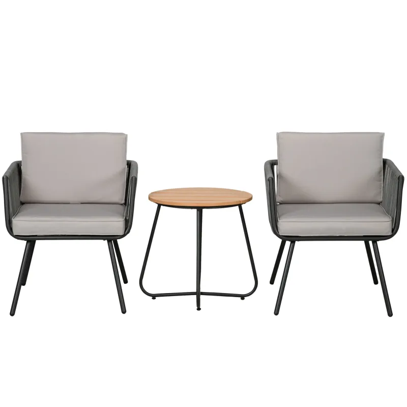 Outsunny Conjunto de Muebles de Jardín de Ratán con 1 Mesa de Centro 2 Sillones