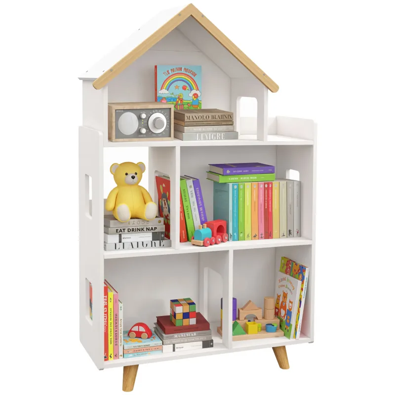 ZONEKIZ Estantería para Juguetes para Niños de 3 Niveles 65x25x108,5 cm Blanco