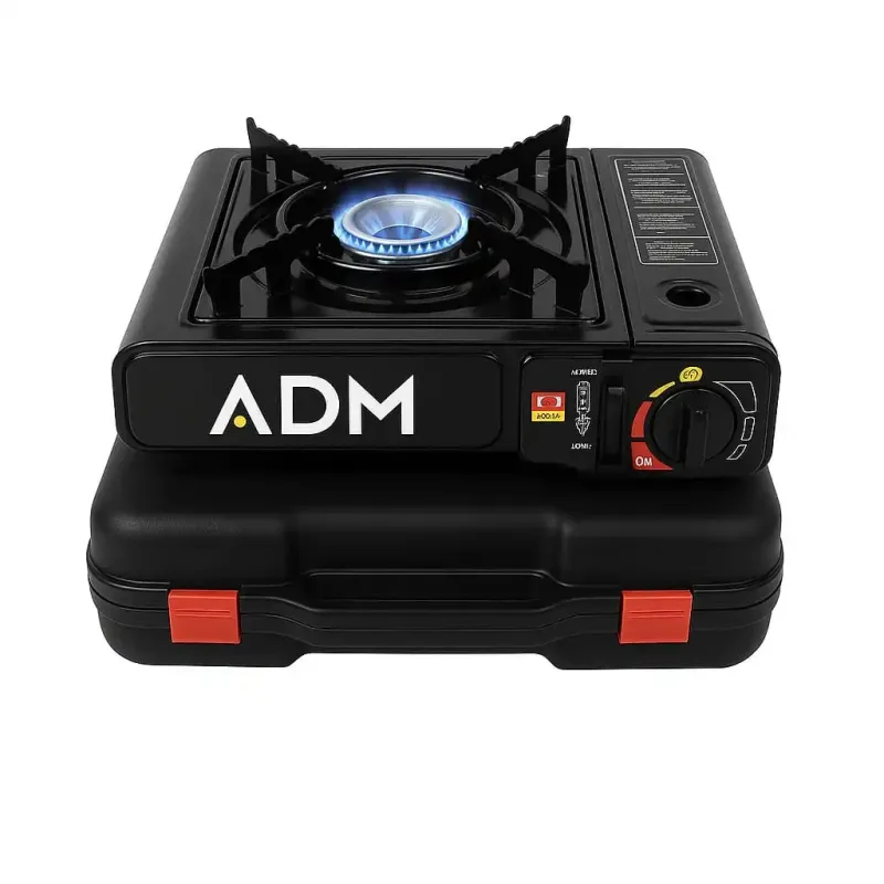 Cocina portátil ADM DUAL funciona con cartucho de gas o botella de gas externa , para Casa , Camping y Viajes .