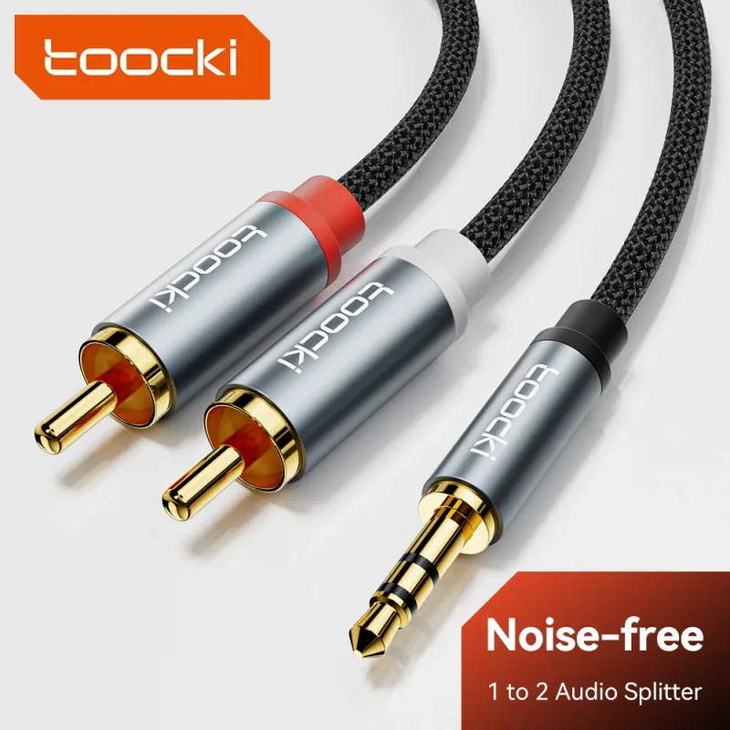 Toocki Cable de Audio RCA 3,5mm macho a 2RCA Cable de altavoz divisor macho AUX 2 RCA Cable Jack para TV Box amplificador reproductor de DVD Cable