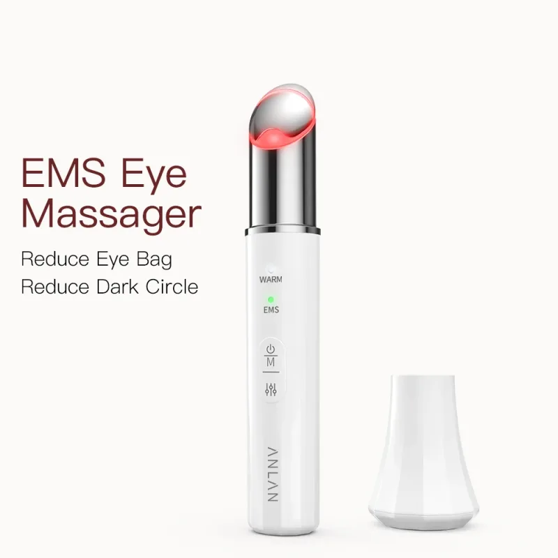 ANLAN Dispositivo de belleza para ojos EMS Masajeador de ojos microcorriente Quitar las bolsas de los ojos y las ojeras. Instrumento de masaje de elevación de ojos con luz roja y azul